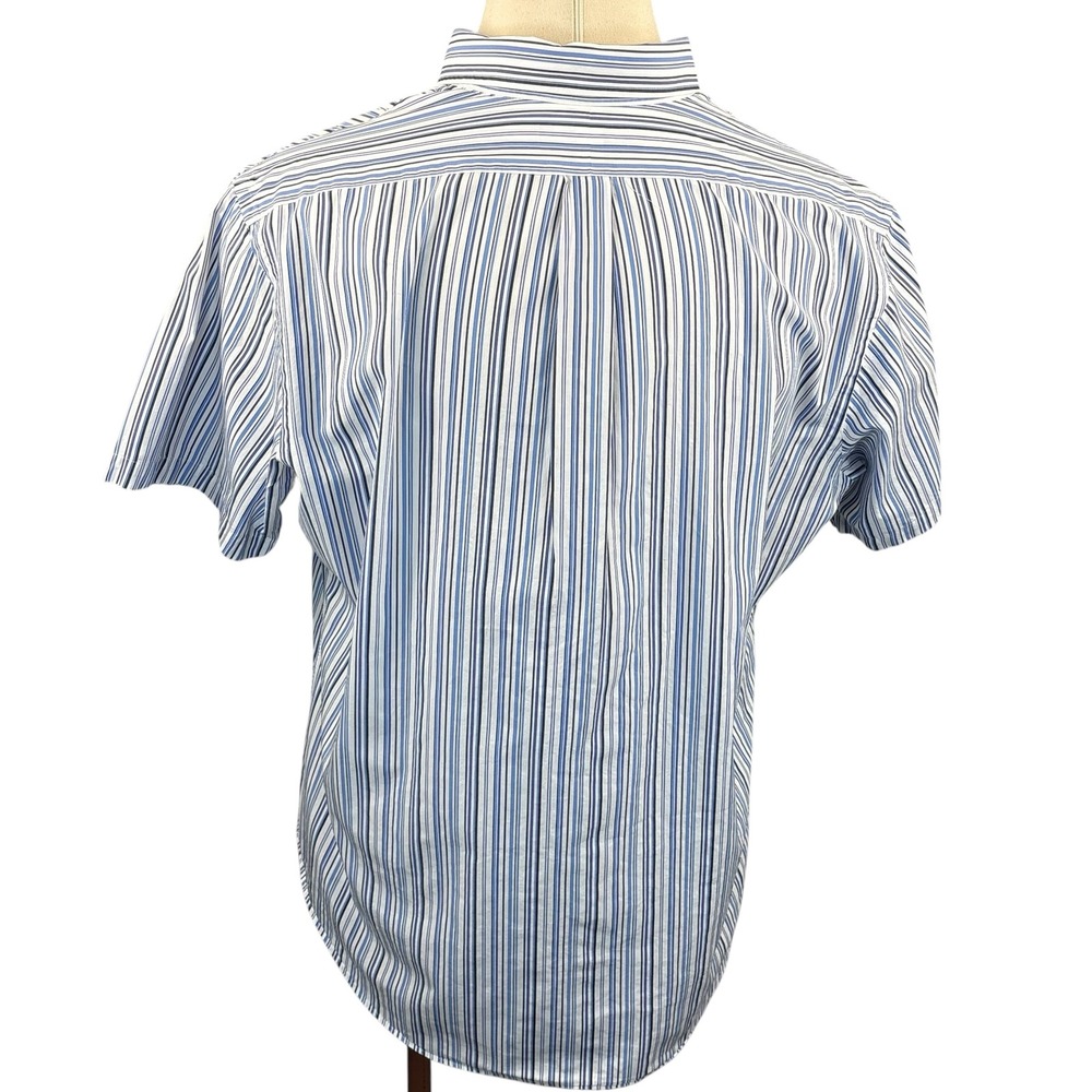 Ralph Lauren Mens XXL Custom Fit Short Sleeve Button‎ Down Blue White Stripe - Picture 4 of 7